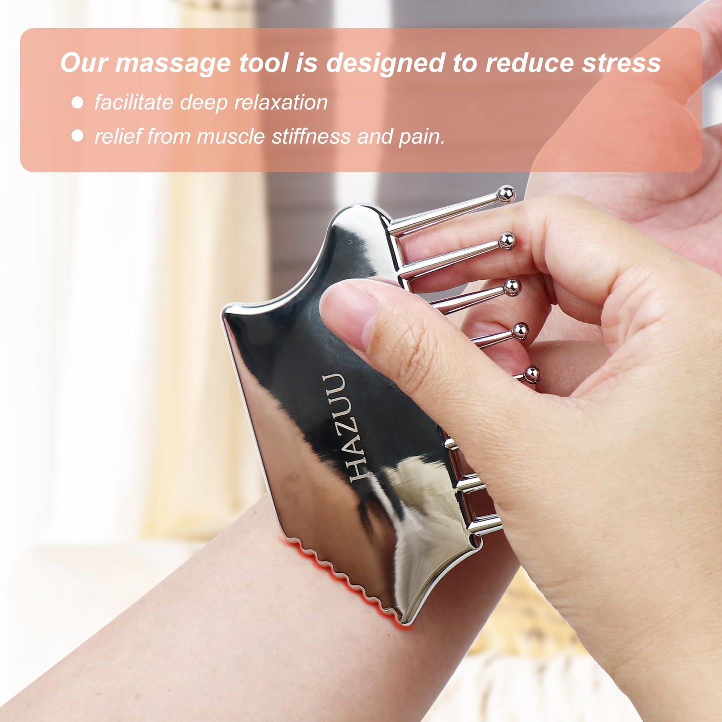 Portable Stainless Steel Scalp Massager - Guasha Scraping Tool for Head, Neck, Shoulders, Legs & Arms - Ideal for Soothing Relief (Comb Shape) - Medaid International