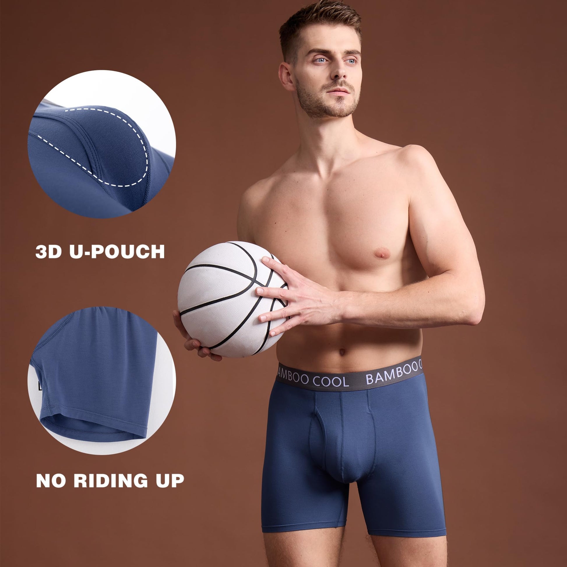 BAMBOO COOL Men's Ultra ComfortSoft Underwear, Moisture Wicking & Breathable No Ride Up Boxer Briefs with Fly, Multipack - Medaid International