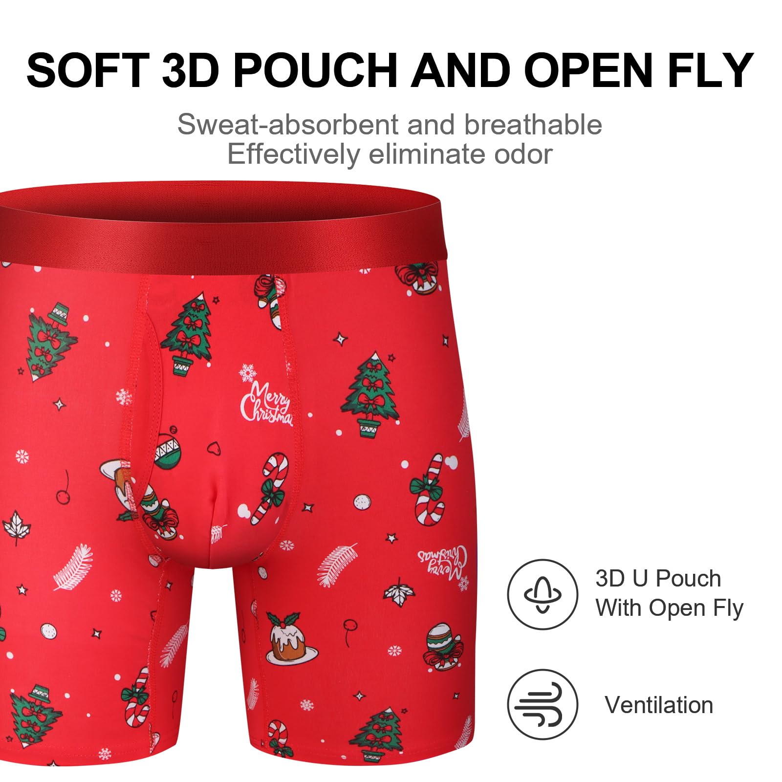 CONKEND Mens Boxer Briefs Cotton Underwear 6”no Ride up Regular Stretch Elastic Wide Band for Men 4 Pack L - Medaid International