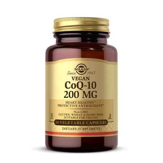 Solgar Vegetarian CoQ-10 200 mg, 30 Vegetable Capsules - Heart Healthy, Protective Antioxidant - Coenzyme Q10 (CoQ-10) Supplement - Vegan, Gluten Free, Dairy Free, Kosher - 30 Servings - Medaid International