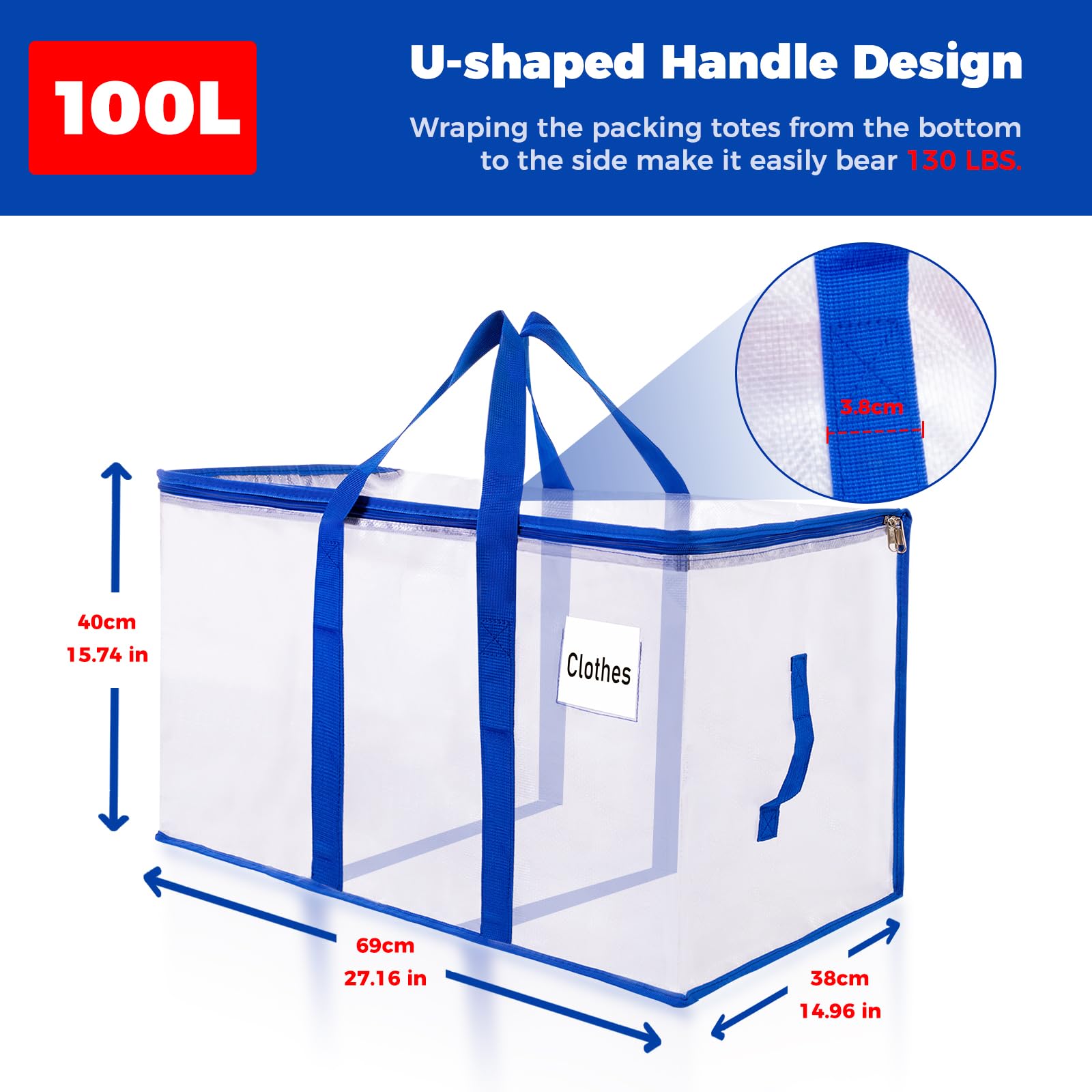 ZFWDSY 105L Moving Bags 6 pack Storage Bag Large Moving Boxes with Lids, Zippers Handles for Moving Totes Bins, College Dorm, Traveling, Camping, Christmas - Medaid International