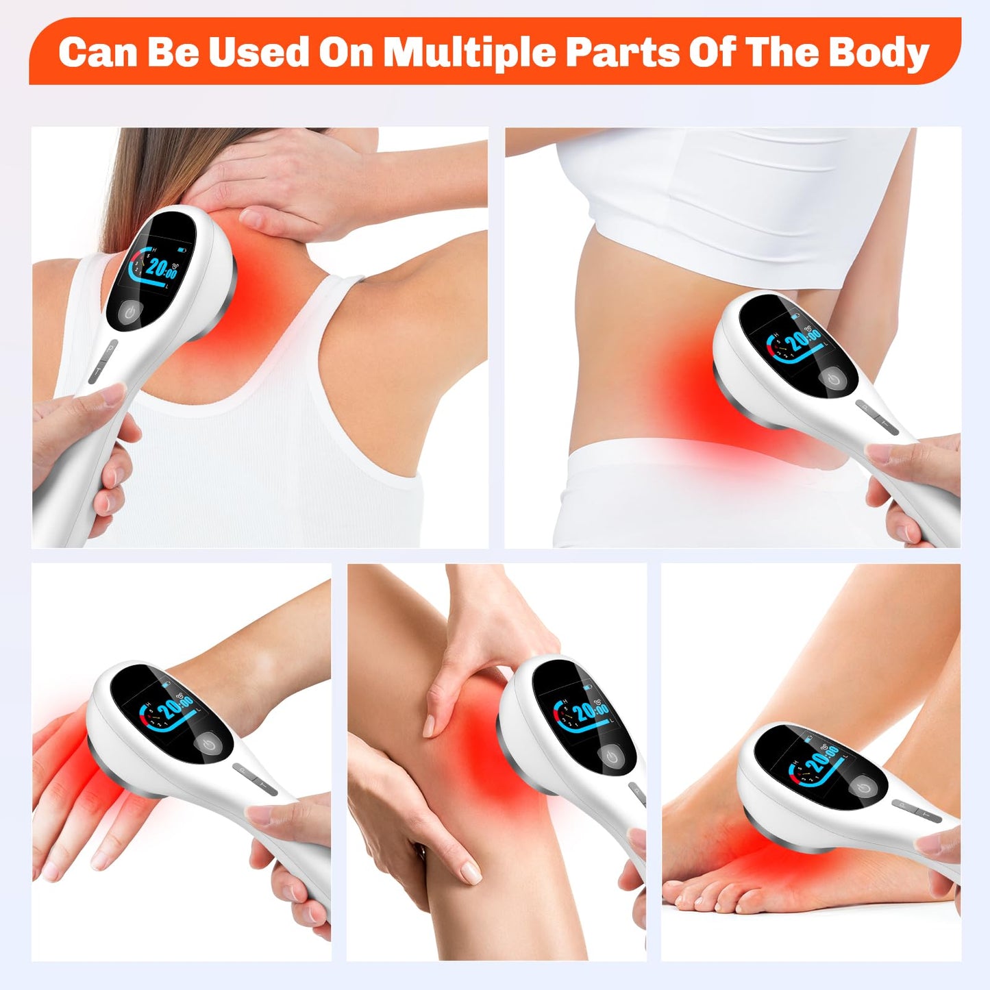 Cold Laser Therapy Device with LED Display Human/Vet Red Light Therapy Device Targets Joint and Muscles for Elbows, Knees, Shoulders, Hands (4x808nm +14X650nm) - Medaid International