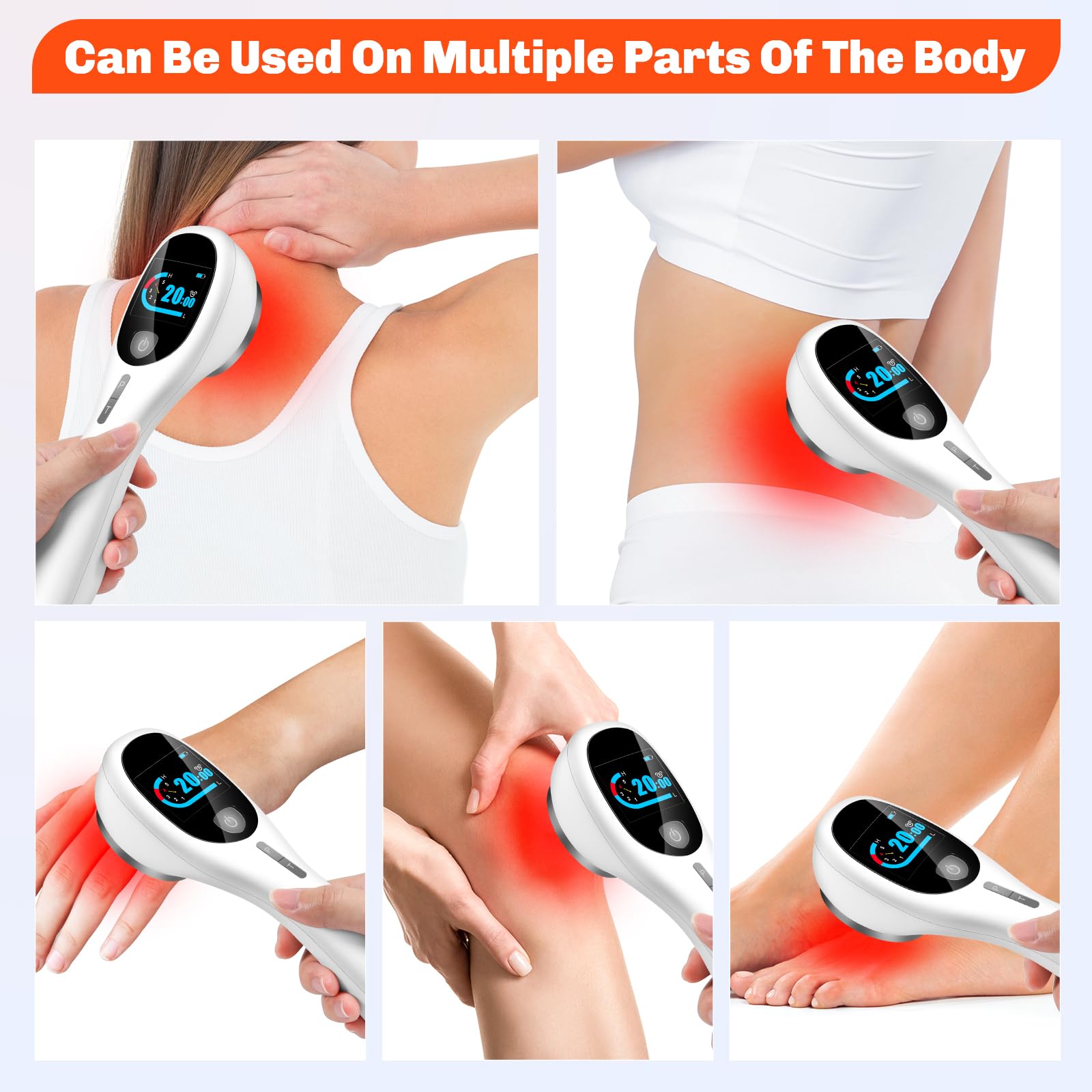 Cold Laser Therapy Device with LED Display Human/Vet Red Light Therapy Device Targets Joint and Muscles for Elbows, Knees, Shoulders, Hands (4x808nm +14X650nm) - Medaid International