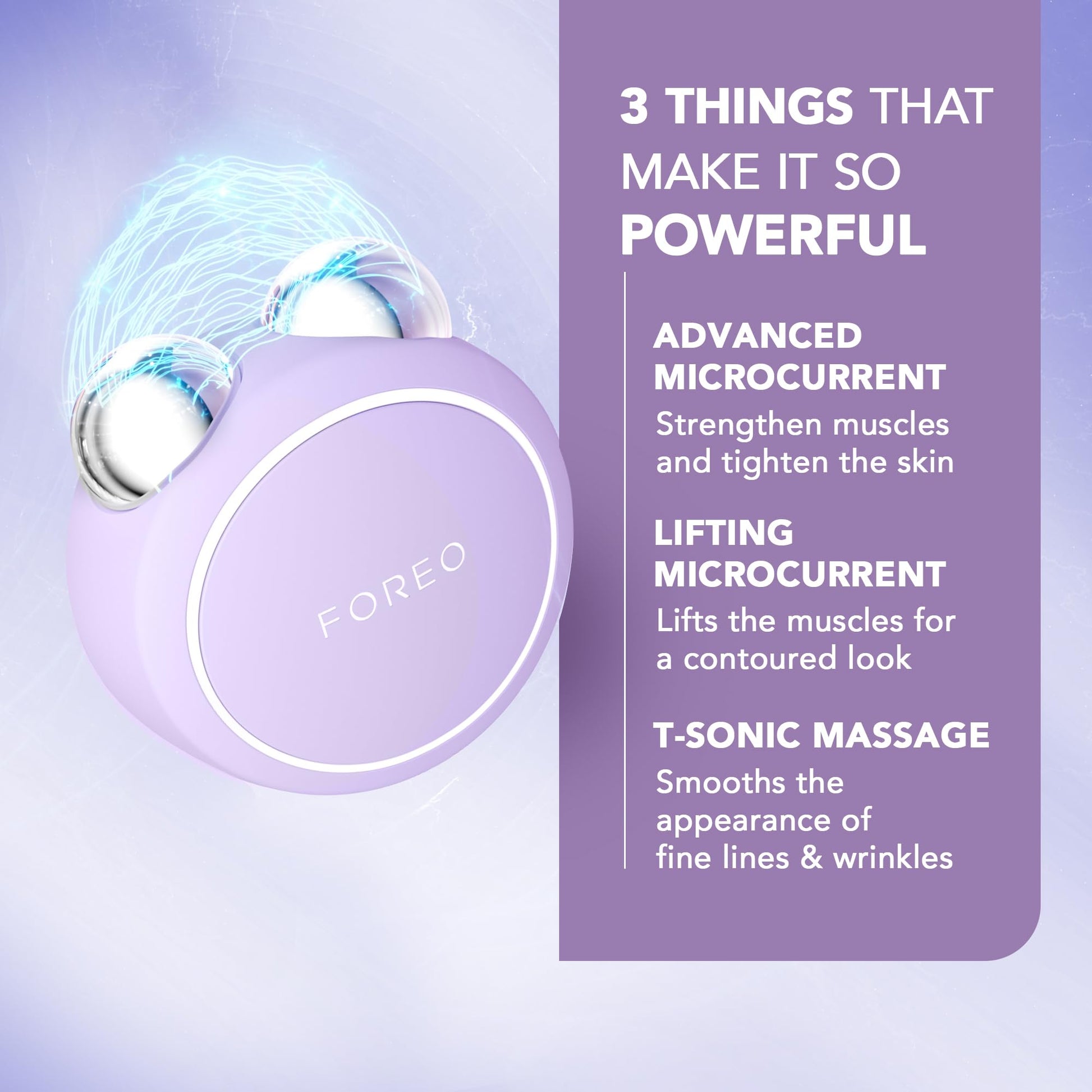 FOREO BEAR 2 go - Travel-friendly Toning Microcurrent Facial Device - For Fine Lines & Wrinkles - Anti Aging - Face Sculpting - Instant Full Face Lift - Firm & Contour - Compact Skin Care - Lavender - Medaid International