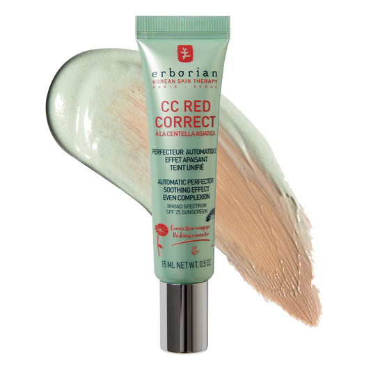 Erborian CC Red Correct - Skincare-First Green Color Corrector with Centella Asiatica, Illuminating Color Corrector with Redness Coverage & SPF 25 - Cica, Korean Skincare - Medaid International
