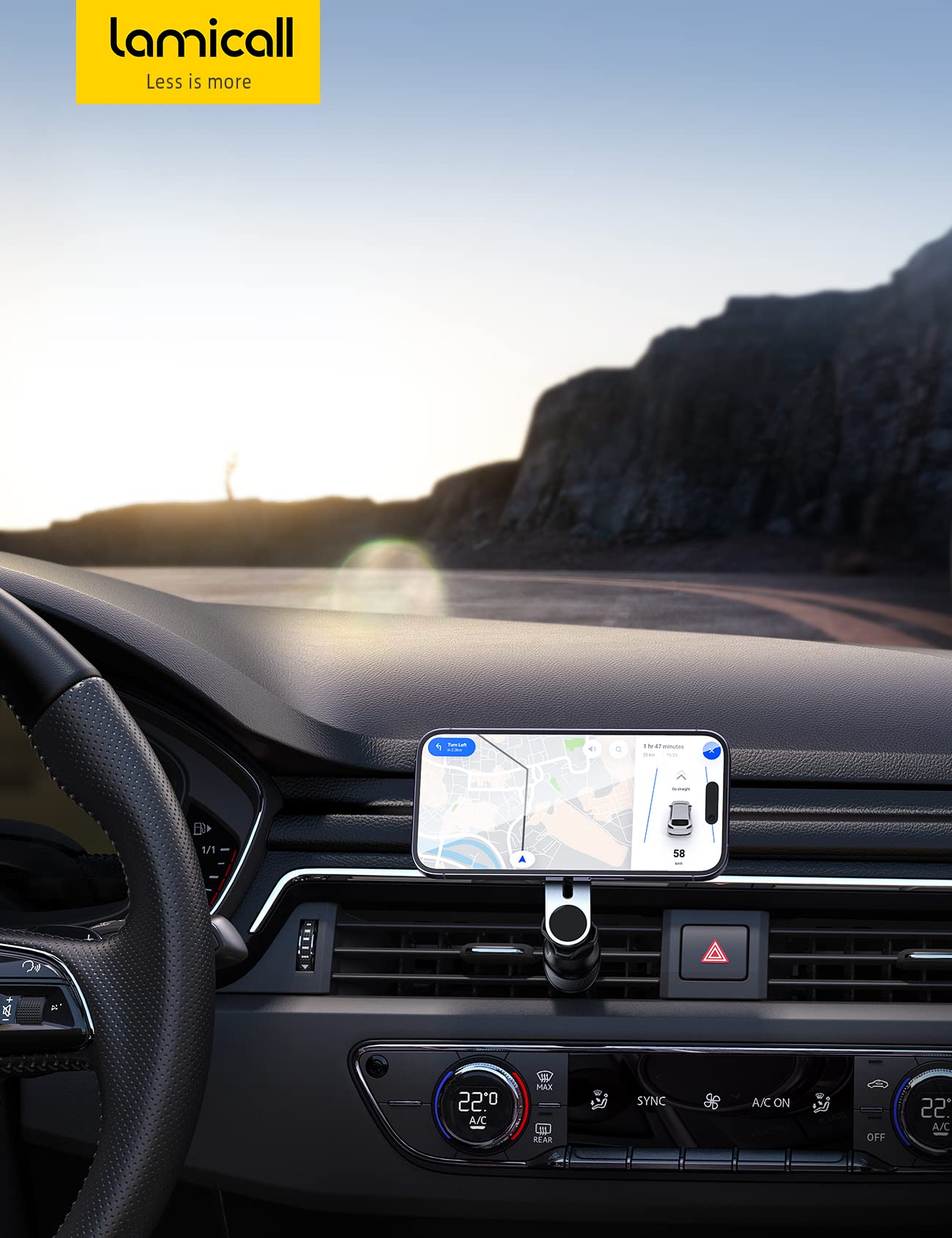 Lamicall for MagSafe Car Mount - Upgraded-2nd Generation [20 Strong Magnets] Magnetic Phone Holder Car - Air Vent Car Phone Holder Mount for iPhone 16 15 14 13 12 Pro Plus Max Mini Mag Safe Case - Medaid International