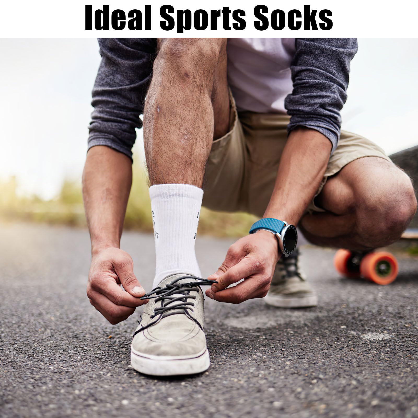 3 Pairs of Tennis Socks, White Tennis Socks for Men and Women, 36-42, Funny Sports Socks with Saying One Size, Breathable Cotton Socks for Home, Leisure, Sports, White, 36-42 - Medaid International