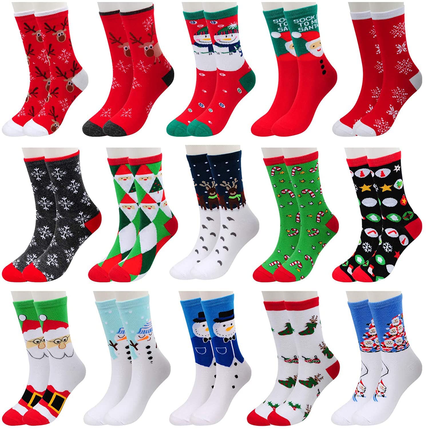 MarJunSep 15 Pairs Women's Christmas Socks Christmas Gifts Stocking Stuffers for Women Teens Adults Family Coworkers - Medaid International