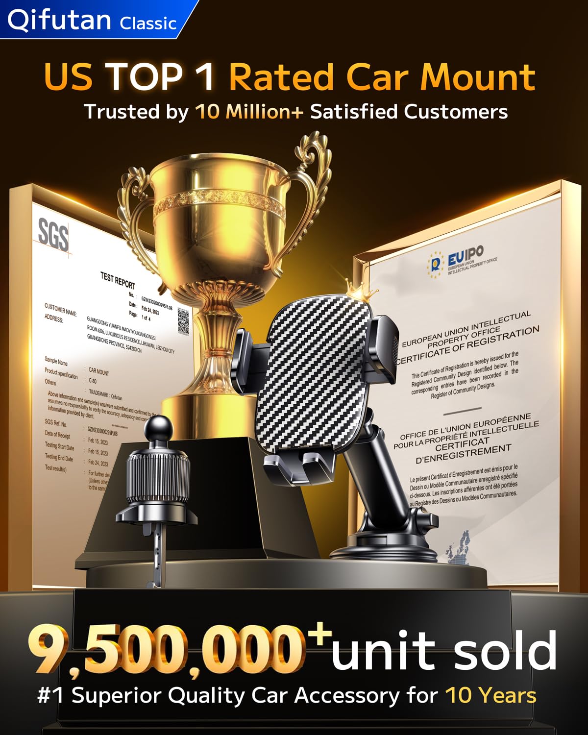 Qifutan Car Phone Holder Mount Phone Mount for Car Windshield Dashboard Air Vent Universal Hands Free Automobile Cell Phone Holder Fit for iPhone Smartphone Camera Mounts - Medaid International