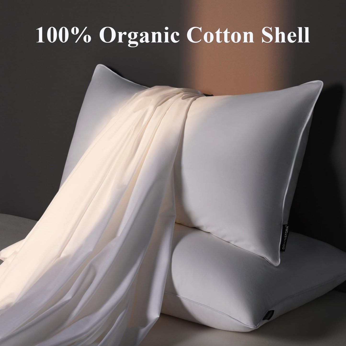 Luxury Feather Down Pillow Standard Size Set of 2 Pack, 100% Cotton Hotel Collection Bed Pillows for Sleeping, Down Surrounded Soft Medium Firm Pillows for Side Back Stomach Sleepers 20" x 26" - Medaid International