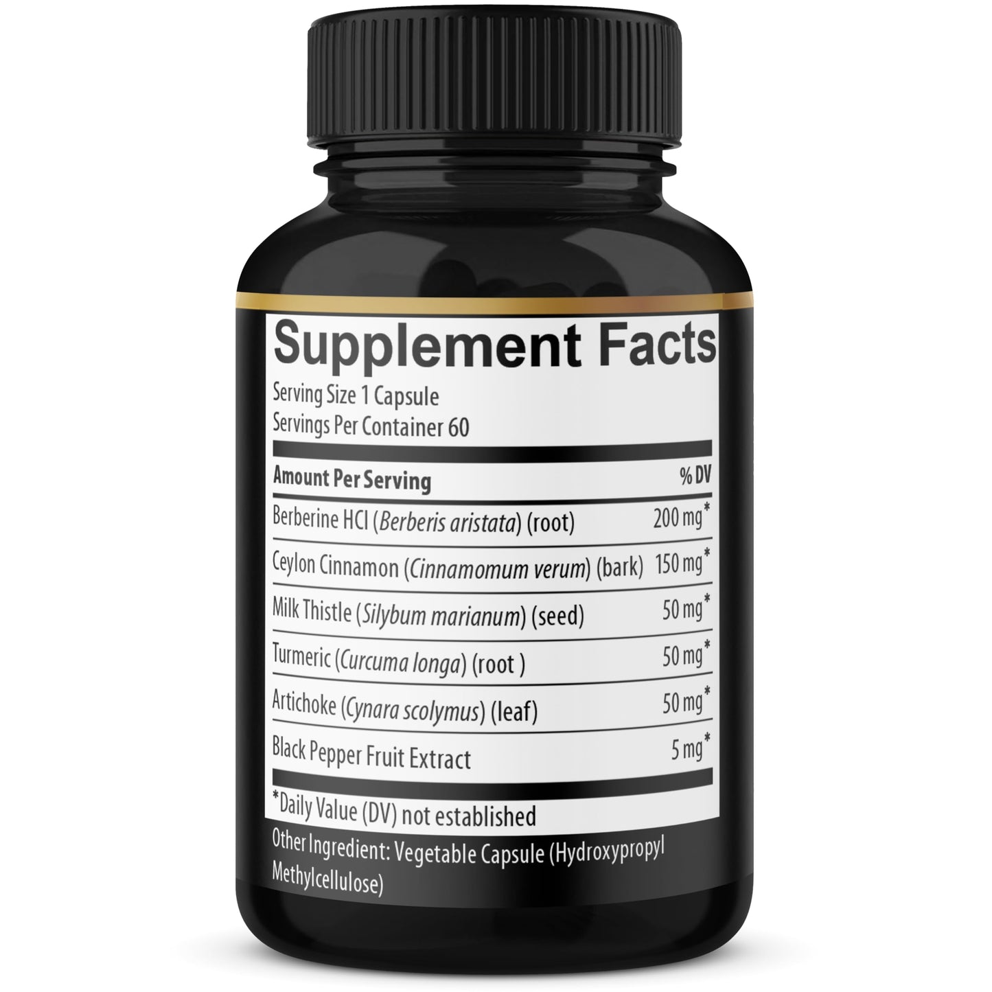 Berberine with Ceylon Cinnamon, Turmeric, Milk Thistle, Artichoke, Black Pepper - 60 Count - Pack of 1 - Medaid International