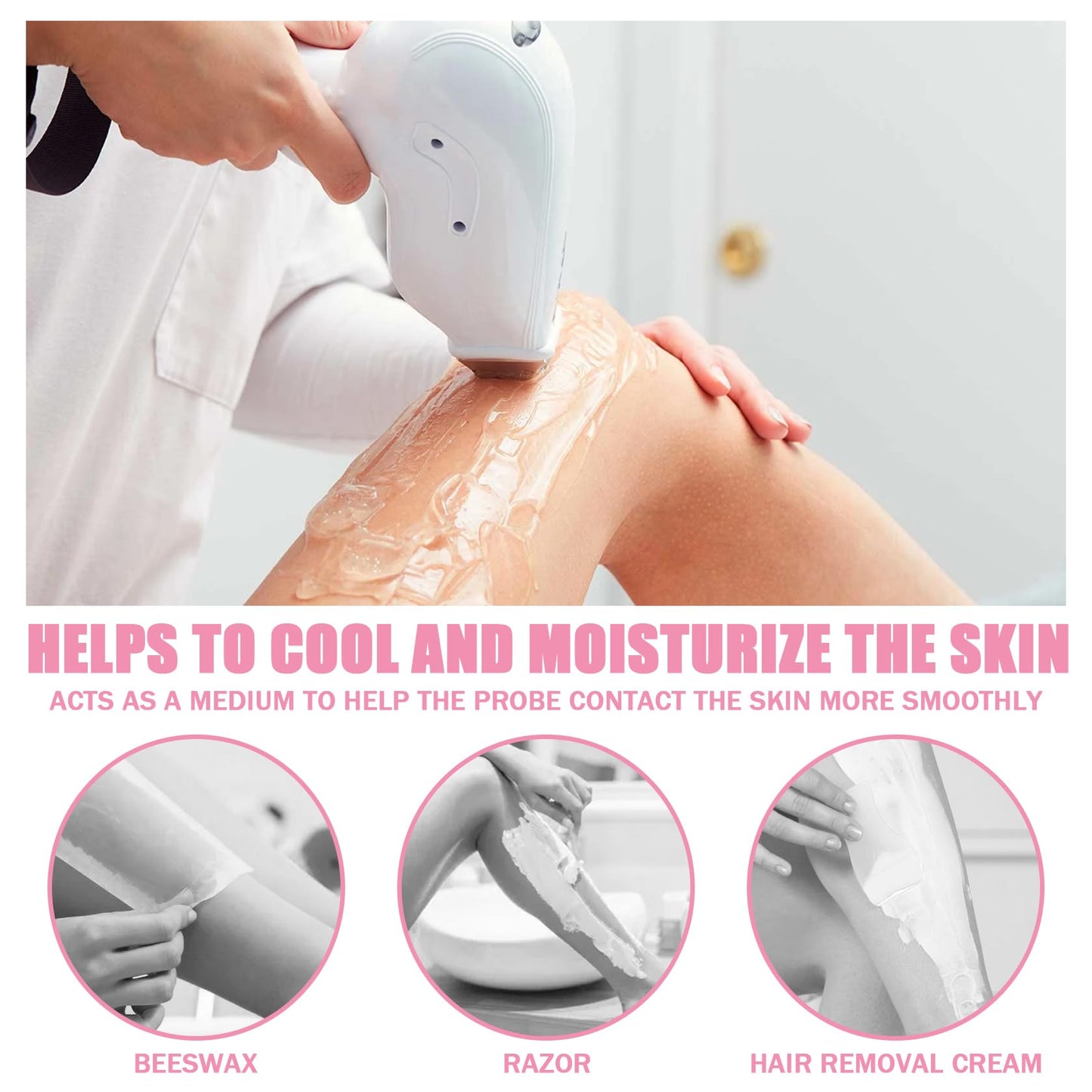 2PCS Cooling Gel for Lazer Hair Removal Device,Gentle Home Laser Hair Removal Cream for Women Men,Refreshing Moisturizing Body Face Gel 600ML - Medaid International