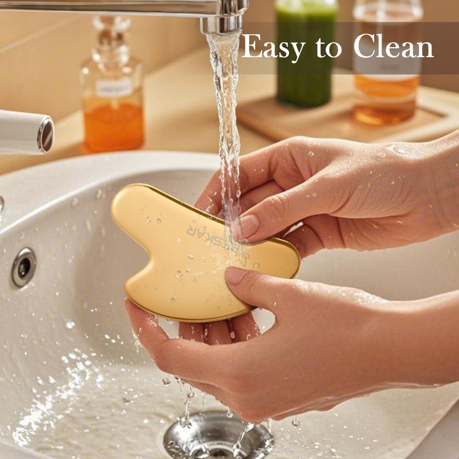 BESKAR Gua Sha Facial Tools, Stainless Steel Guasha Massage Sticks for Jawline Sculpting, Tighten Face Skin and Reduce Wrinkles, Face Eyes Body Neck Massage Tool, Skin Care Gift - Medaid International