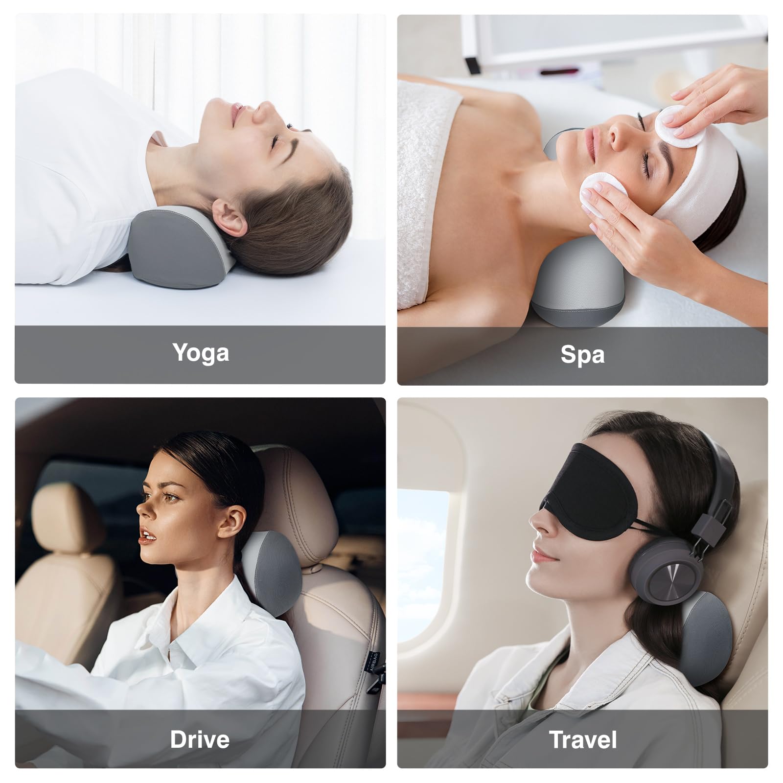 urnexttour Neck Cervical Pillow Cervical Traction Device Lumbar Support Memory Foam Roll Pillow Muscle Relief Shoulder Pain Relaxer Grey - Medaid International