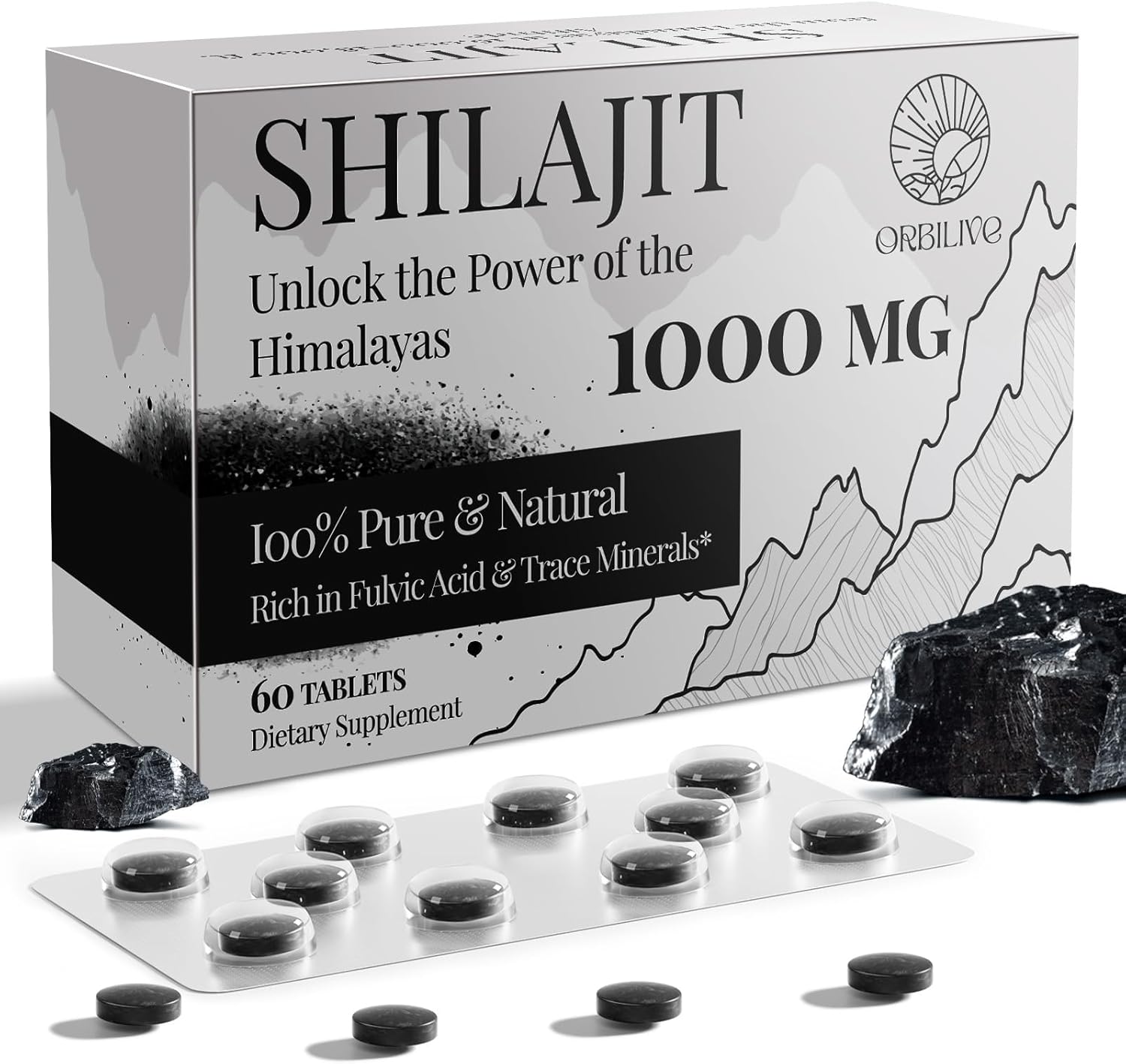 30,000 MG Shilajit Tablets, 100% Shilajit Pure Himalayan Organic, Shilajit for Men and Women Rich in Fulvic Acid & 85+ Trace Minerals, Shilajit Supplement for Energy & Immune System, 60 Count - Medaid - Lebanon