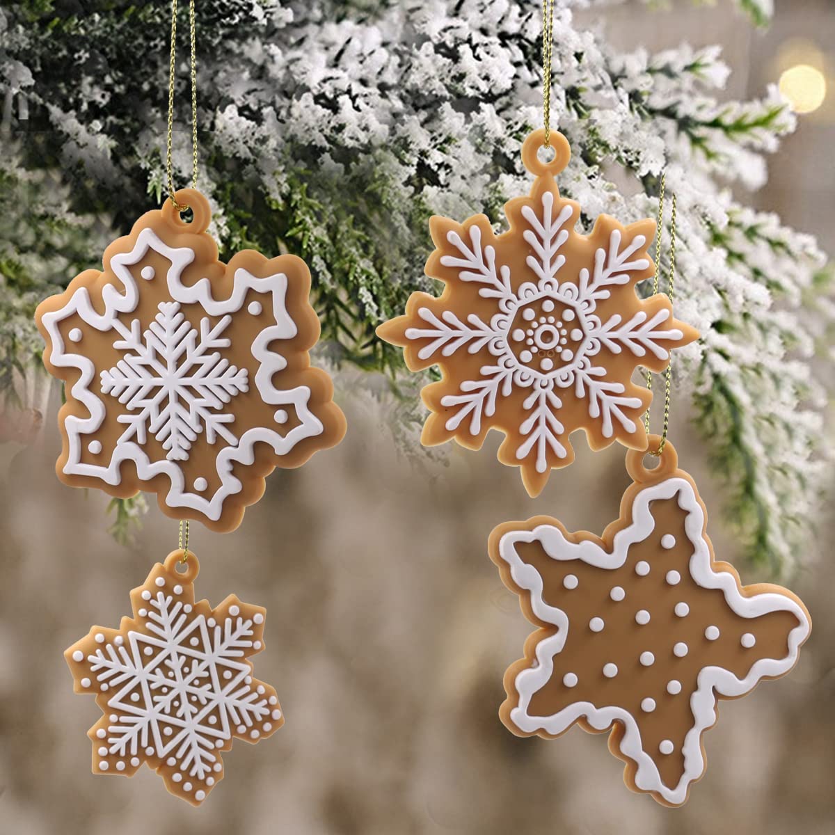 Christmas Tree Ornaments Set - 20pcs Snowflake Decorations, Hanging Xmas Baubles for Home Party Holiday Decor - Medaid International