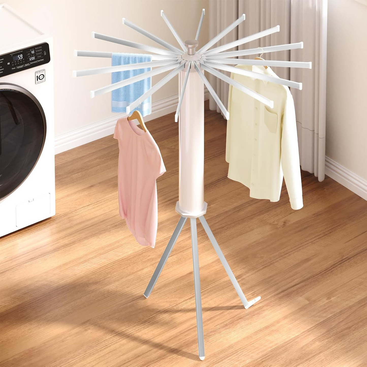 Folding Tripod Clothes Airer ‚Äì Compact Drying Rack with 16 Rotating Arms, Aluminum, Indoor/Outdoor Use - Medaid International