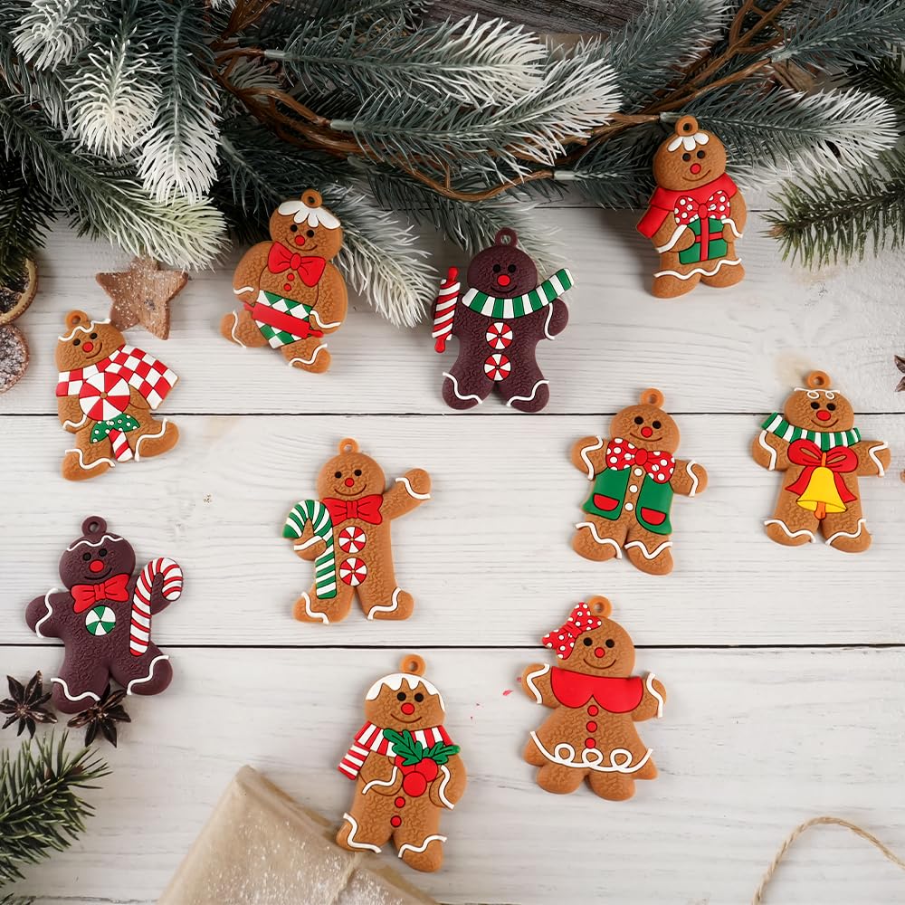 10Pcs Christmas Hanging Ornaments, Cute Snowman & Santa Figurines Decor, Festive Xmas Tree Hanging Decor for Holiday Party and DIY Crafts - Medaid International
