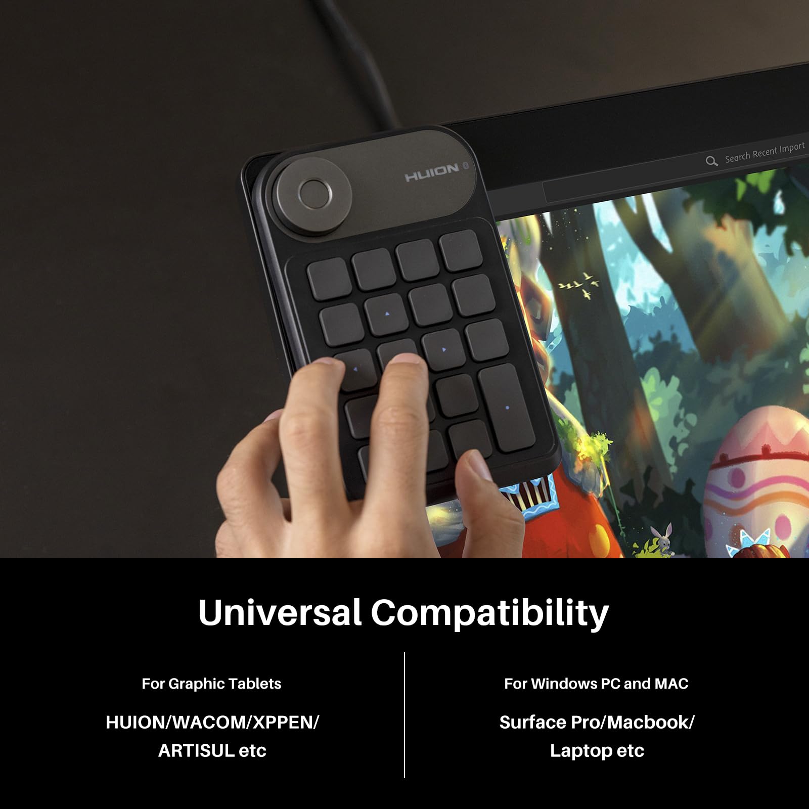 HUION Keydial Mini Bluetooth Programmable Keypad with Dial 5 Keys Anti-ghosting 18 Customized Keys, Wireless Shortcut Keyboard for Drawing Tablet, PC, MacBook, Surface Pro, Laptops - Medaid International