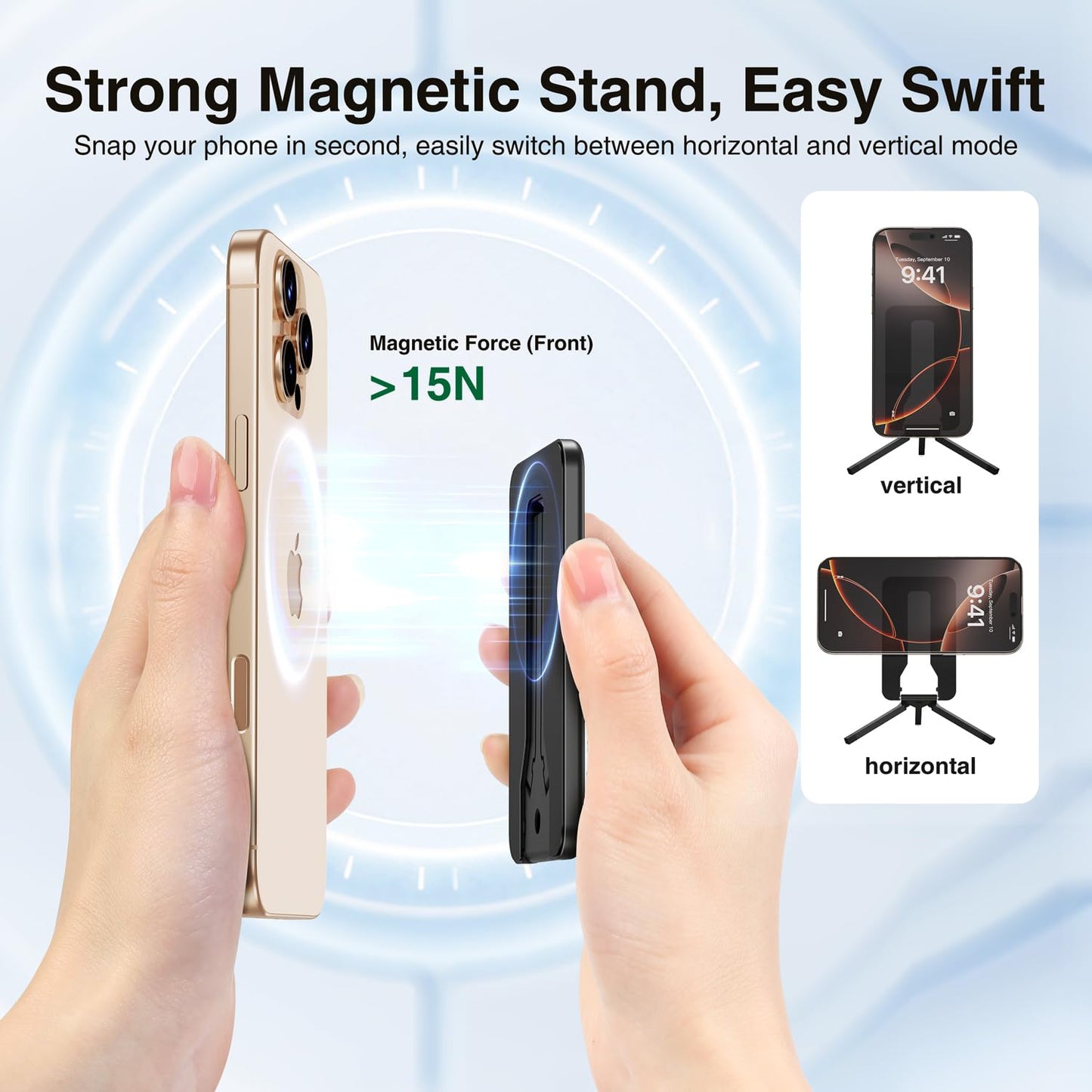 elitehood Mini Magnetic Tripod for iPhone 12/13/14/15/16 & Magsafe Cases, Travel iPhone magnetic Stand for Airplane, Aluminum Portable Small Phone Tripod with Strong Magnet and 1/4" Screw Mount, Black - Medaid International