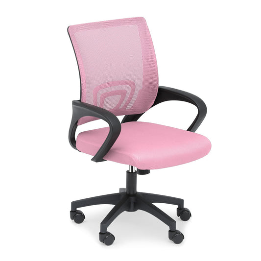 Athena Collection Computer Office Chair, Ergonomic Desk Chair with Rolling Wheels, Mesh Back Support and Height Adjustable, Small and Comfy for Home Office, Study, Pink - Medaid International