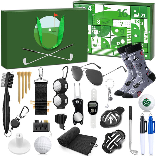 MOVINPE Golf Advent Calendar 2025 for Men Teen Boys, 24 Days of Golf Accessories & Essentials, Christmas Countdown Gifts for Golf Lovers Players Beginners Clubs Markers Score Counter Brush - Medaid International
