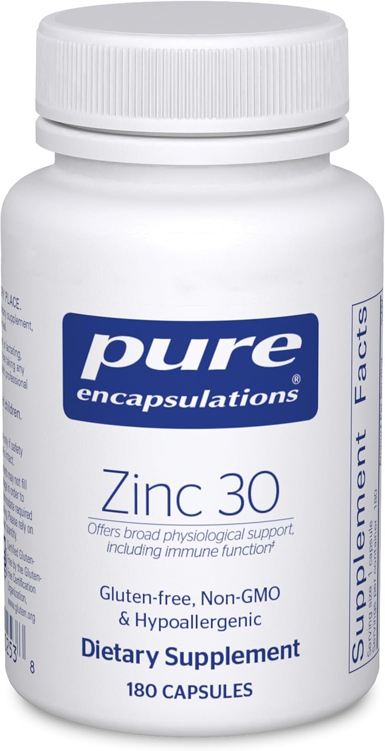 Pure Encapsulations Zinc 30 mg - Supplement for Immune System Support, Growth and Development, and Wound Healing* - with Zinc Picolinate 30 mg - 180 Capsules - Medaid International