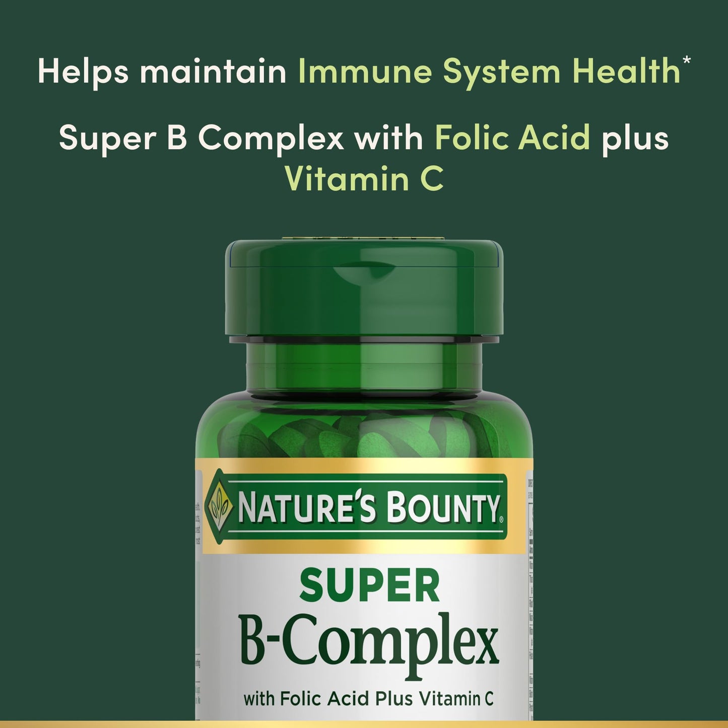 Nature's Bounty Super B Complex Vitamins with Vitamin C & Folic Acid, Vitamins for Immune & Cellular Energy Support, 150 Tablets - Medaid International