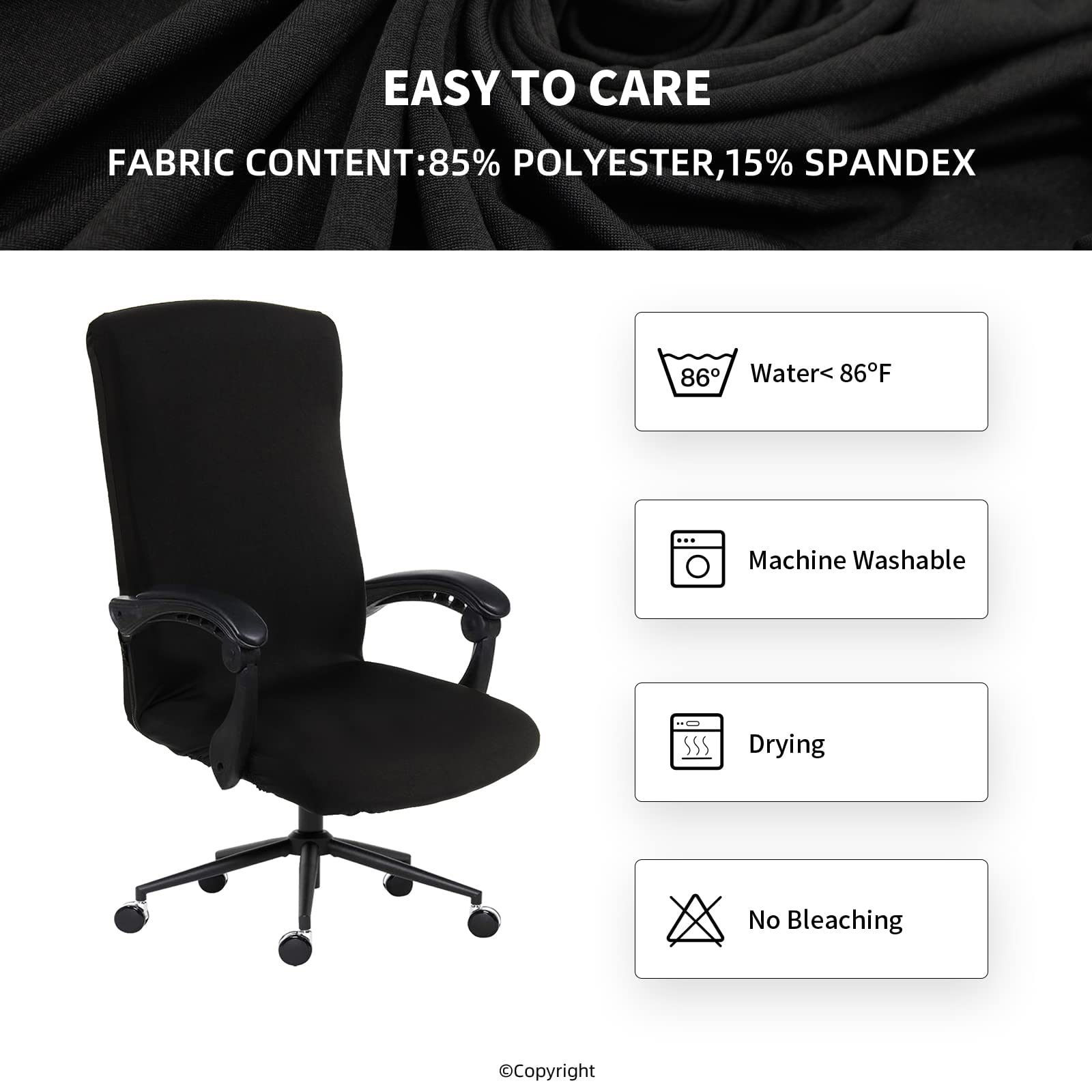 Water Resistant Stretch Computer Office Chair Cover with Durable Zipper Universal Washable Removable Spandex Rotating Boss Chair Slipcovers Anti-dust Soft Desk Chair Seat Protector for Dogs Cats Pets - Medaid International