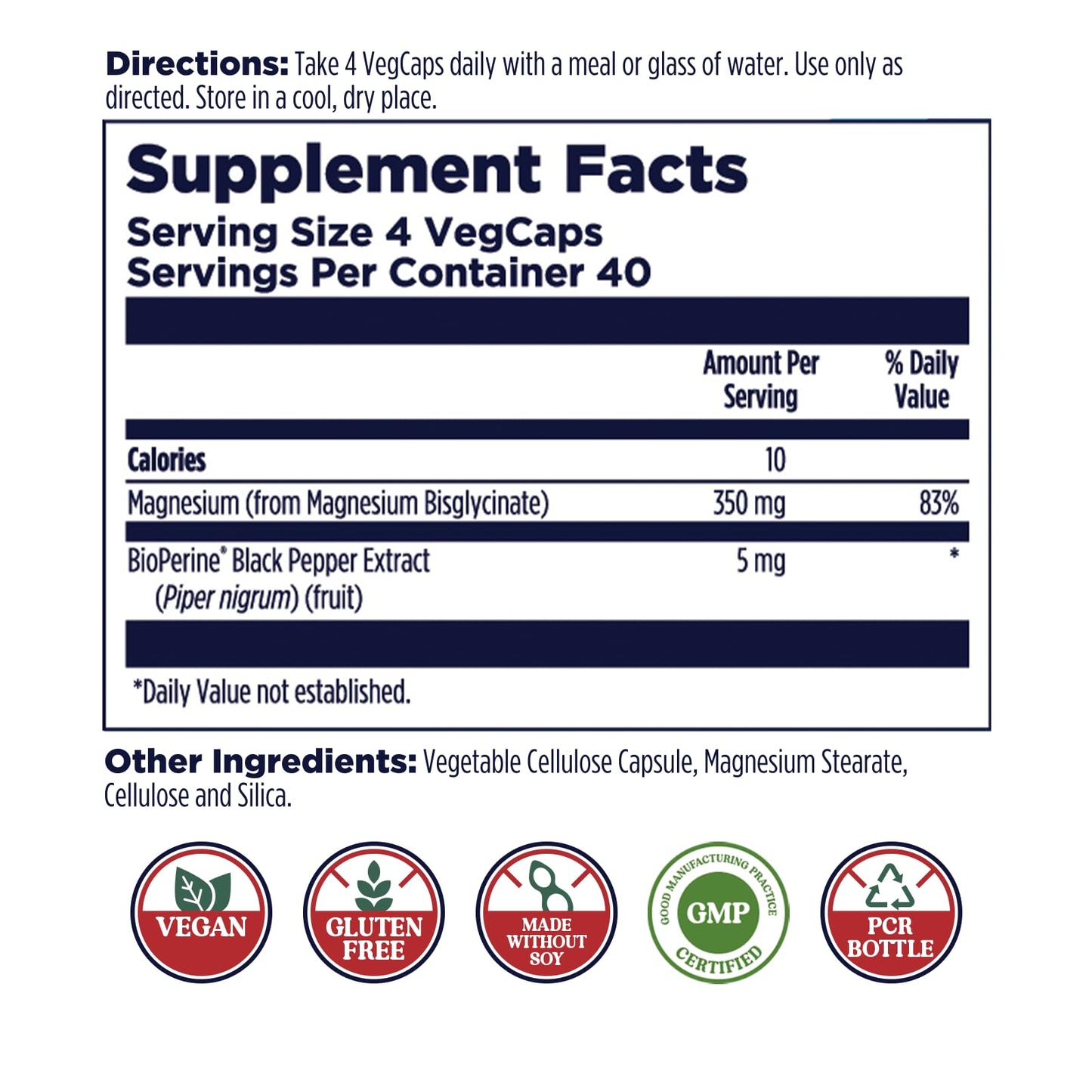 KAL Magnesium Glycinate Capsules, Fully Chelated Magnesium Bisglycinate, High Absorption Magnesium Supplement, Healthy Bones, Muscle, Relaxation and Stress Support, Non-GMO 160 count - Medaid International