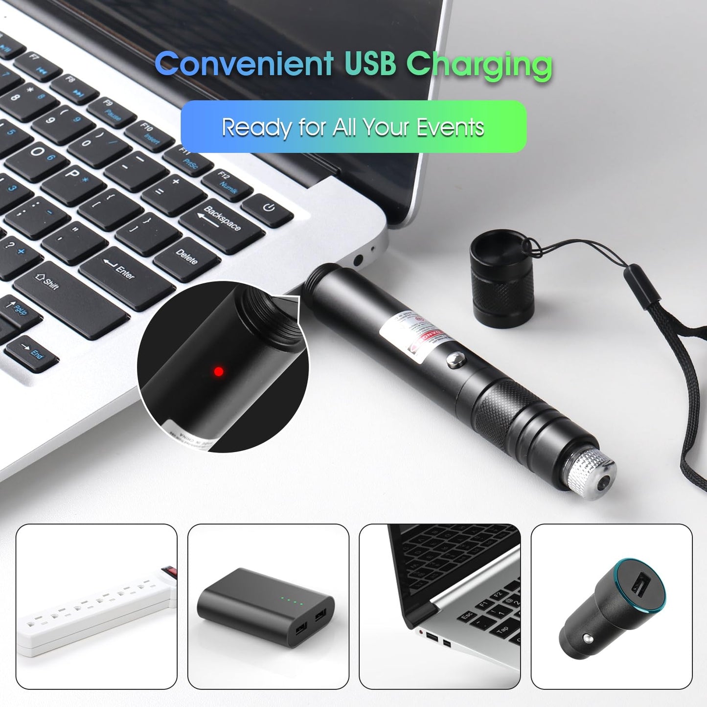 Advanced Long-Range Laser Pointer High Power - Rechargeable Green Laser Pointer with Removable Star Cap - Versatile Laser Pen for Astronomy, Construction, Presentations, and Outdoor Adventures - Medaid International