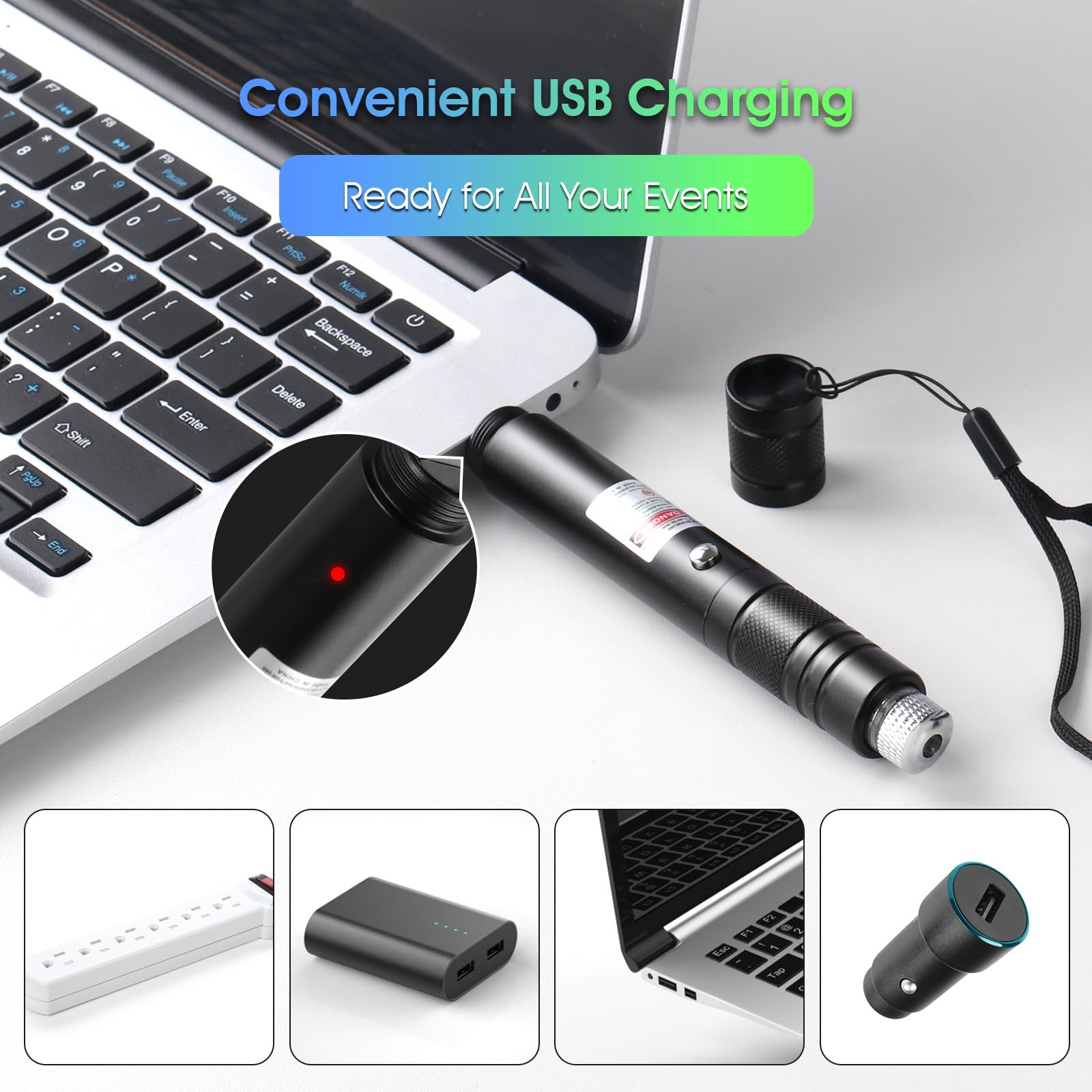 Advanced Long-Range Laser Pointer High Power - Rechargeable Green Laser Pointer with Removable Star Cap - Versatile Laser Pen for Astronomy, Construction, Presentations, and Outdoor Adventures - Medaid International