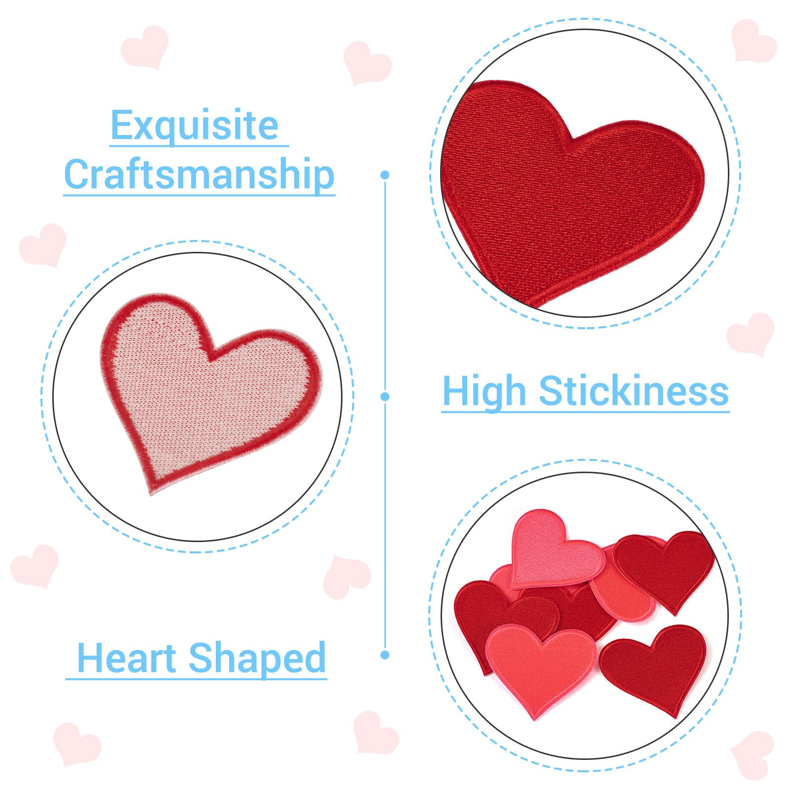 8Pcs Heart Shape Iron on Patches Hot Melt Adhesive Polyester Embroider Thread Iron on/Sew On Patches Cloth Appliques for Jackets Hats Backpacks Jeans Costume Accessories 66.5x71x1.5mm, Red - Medaid International