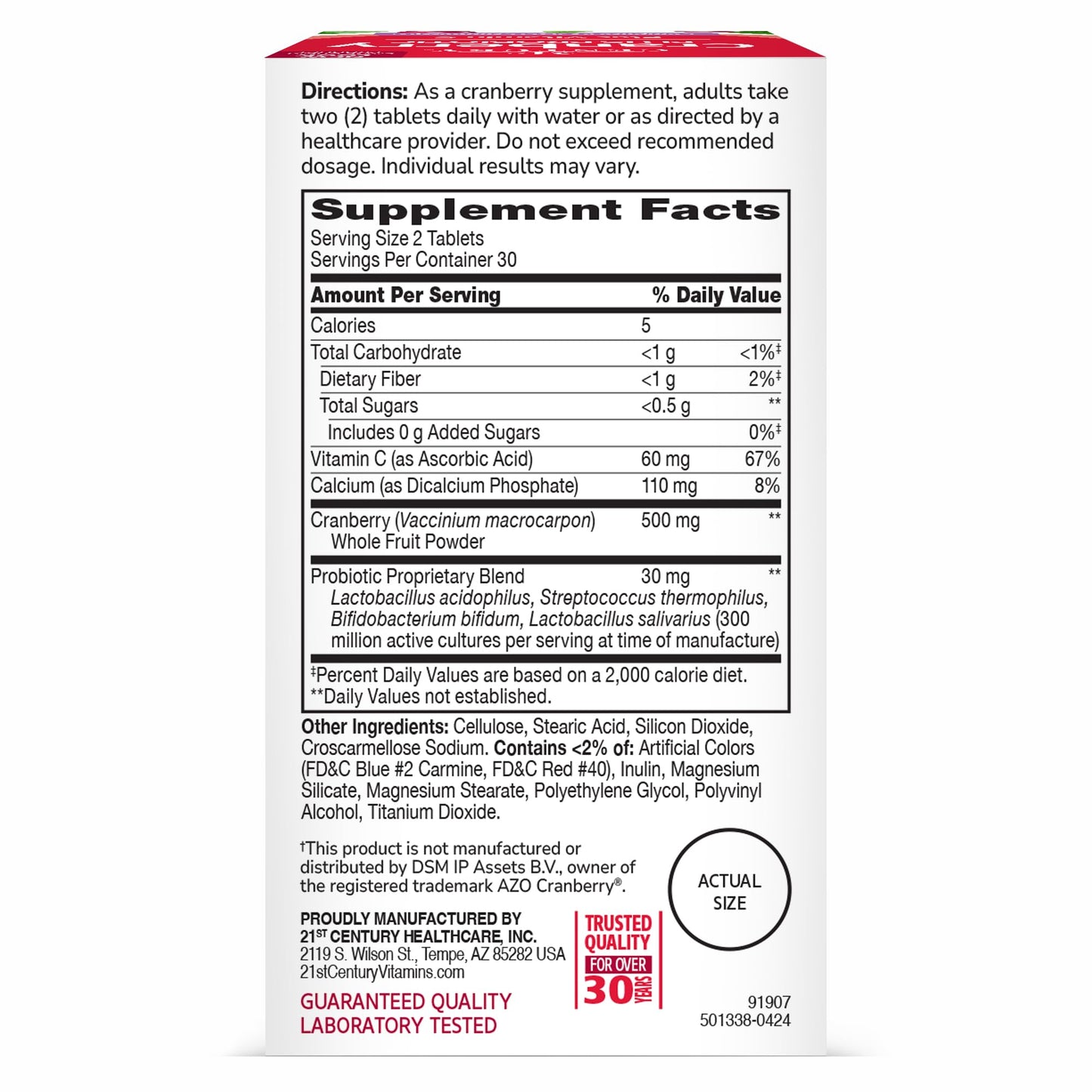 21st Century Cranberry Plus Probiotic Tablets, 60 Count - Medaid International