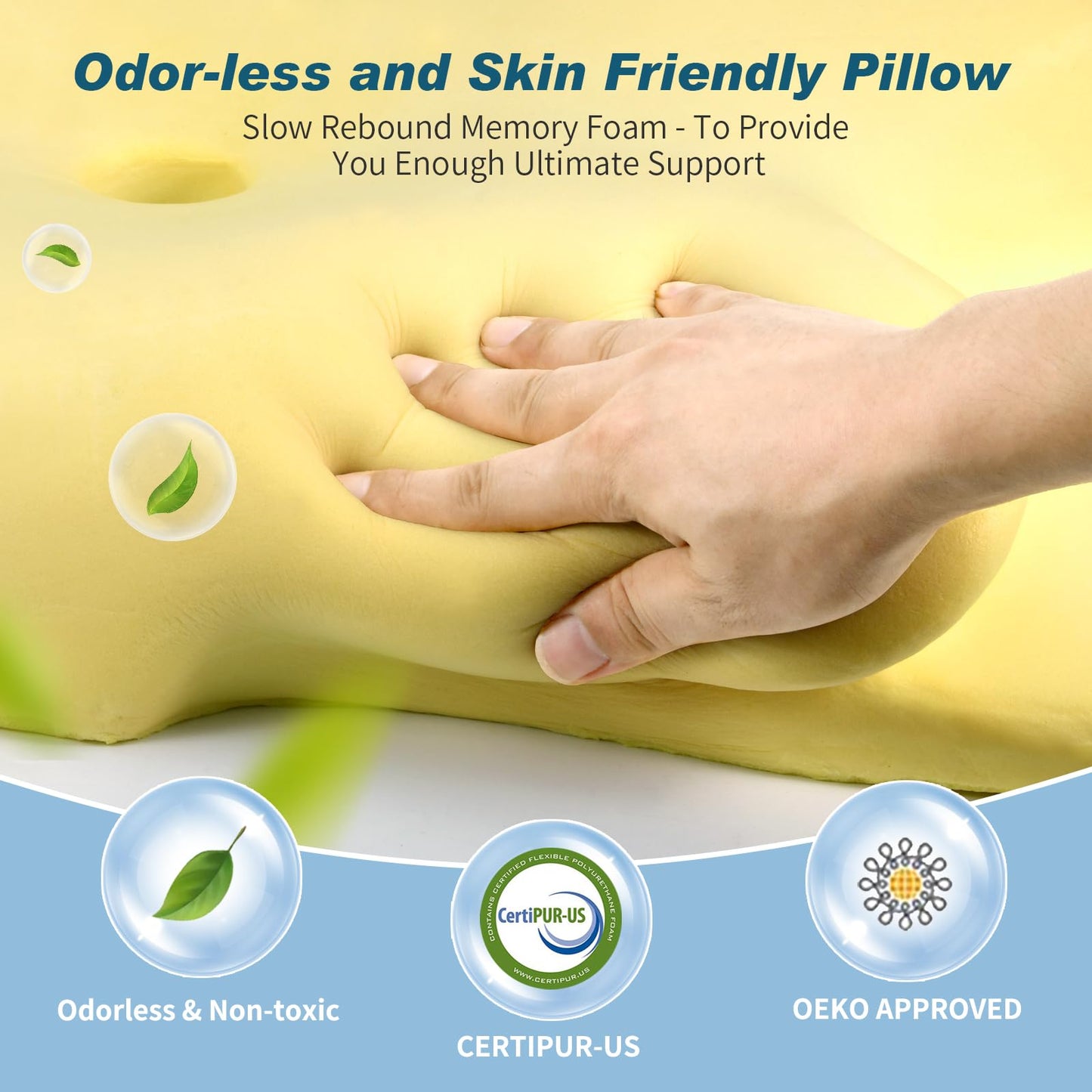 Cervical Neck Pillow for Pain Relief - Cooling Ergonomic Neck Support Pillow for Sleeping, Orthopedic Contour Memory Foam Pillows for Side, Back & Stomach Sleepers with Pillowcase - Medaid International