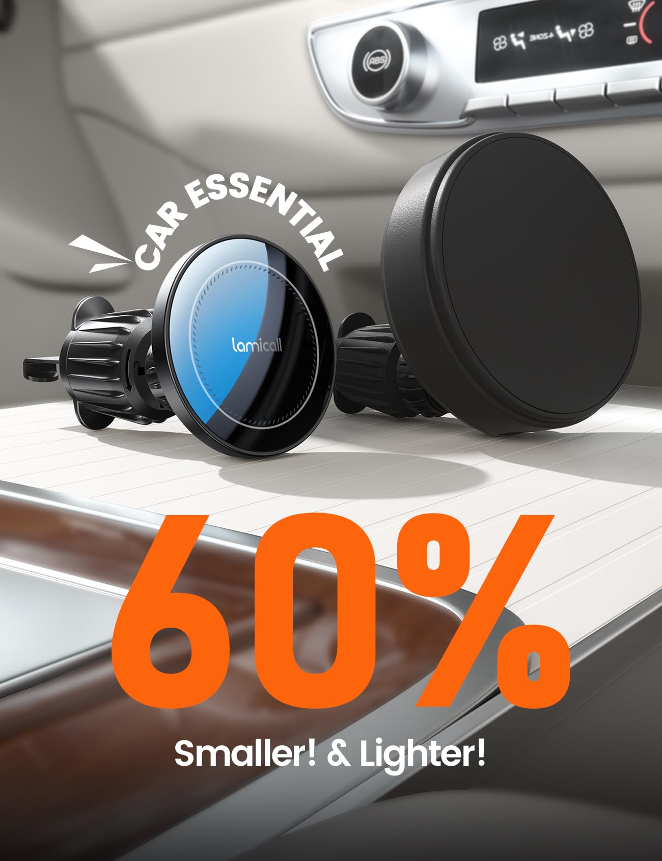 Lamicall 15W for Magsafe Car Mount Charger - [3-in-1 Upgraded Intelligent Chip] 360° Wireless Car Phone Holder Charger Vent Dashboard Magnetic Phone Holders for Your Car for iPhone 17 16 15 Pro Max - Medaid International