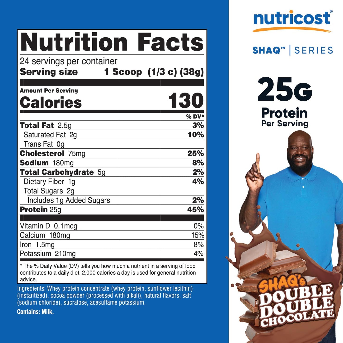 Nutricost Whey Protein Concentrate Powder (Shaq's Double Double Chocolate) 2LBS - 25g Protein, GMO-Free, Gluten-Free - Medaid International