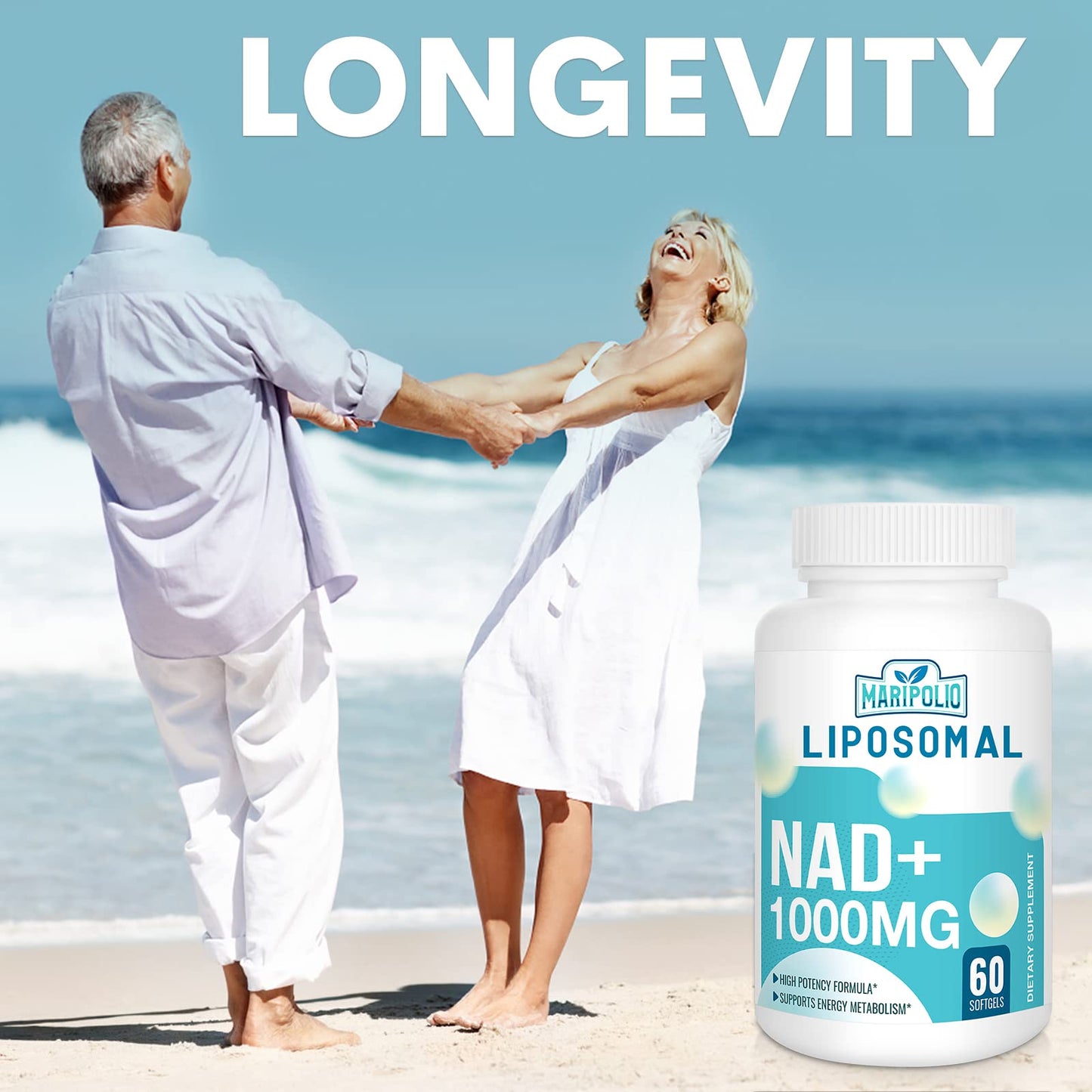 Liposomal NAD+ Supplement 1000 mg | Highest NAD Pontecy | Max Absorption | Pure NAD Supplement | Energy and DNA Repair, Aging Defense, Brain Function | 60 Softgels - Medaid International
