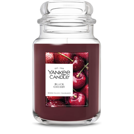 Yankee Candle Black Cherry Scented Candle, 22oz Large Jar with up to 150 Hour Burn Time, Giftable - Medaid International