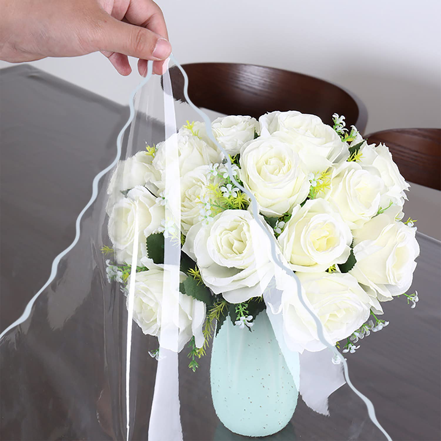 70 Inch Clear Round PVC Tablecloth – Waterproof Transparent Vinyl Table Cover for Dining Table, Spill-Proof Wipeable Plastic Protector for Wood, Marble, Glass Tables - Medaid International