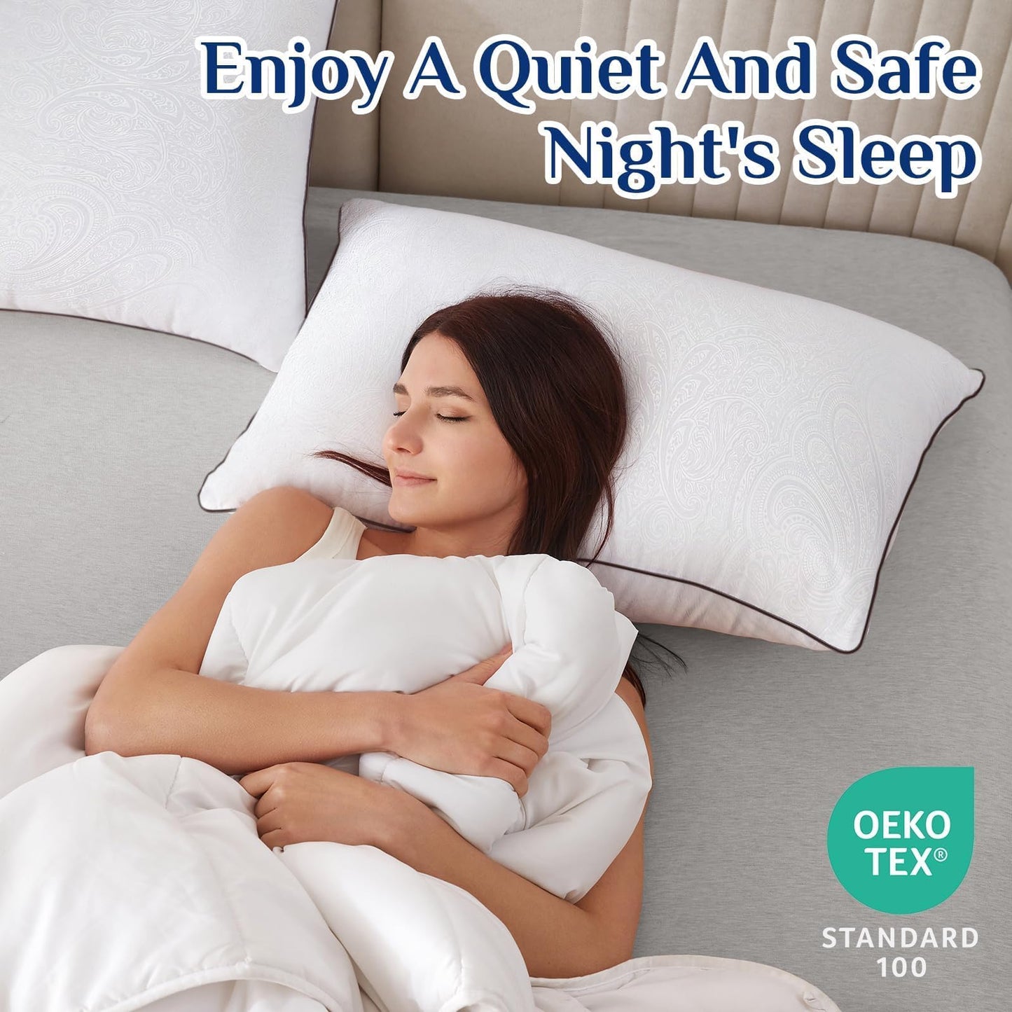 JOLLYVOGUE Standard Pillows Set of 2, Cooling and Supportive Pillows Full Size Set of 2 for Side and Back Sleepers, Down Alternative Hotel Collection Sleeping Pillow - Medaid International