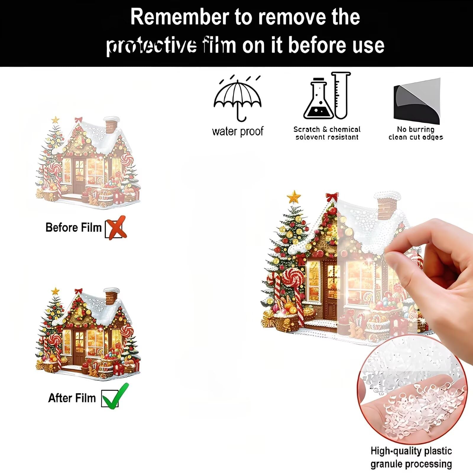 Christmas Gingerbread House Acrylic Ornament, Festive Hanging Decor with Candy & Tree Elements/1PC - Medaid International