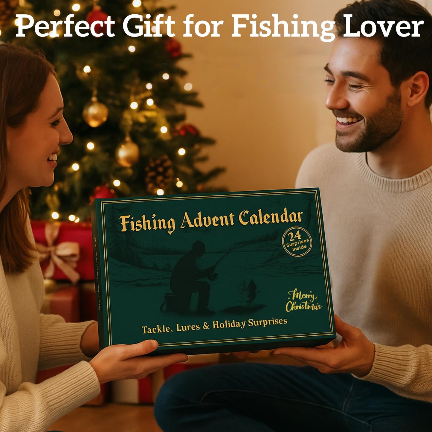 Fishing Advent Calendar 2025 for Men, 24-Day Fishing Tackle Advent Calendar with Lures, Tools, Tackle Box & Holiday Surprises, Christmas Countdown Gift for for Men, Dad, Husband - Medaid International