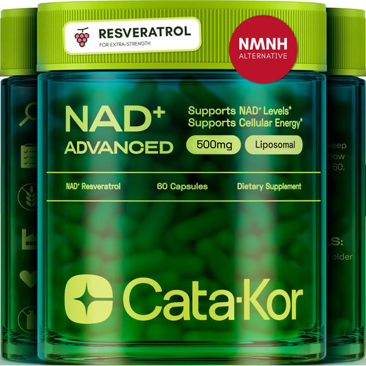 Cata-Kor NMNH Supplement Alternative – Liposomal NAD + Resveratrol – 30-Day Supply – High Purity NAD Supplement for Energy & Healthy Aging – 60 Capsules - Medaid International
