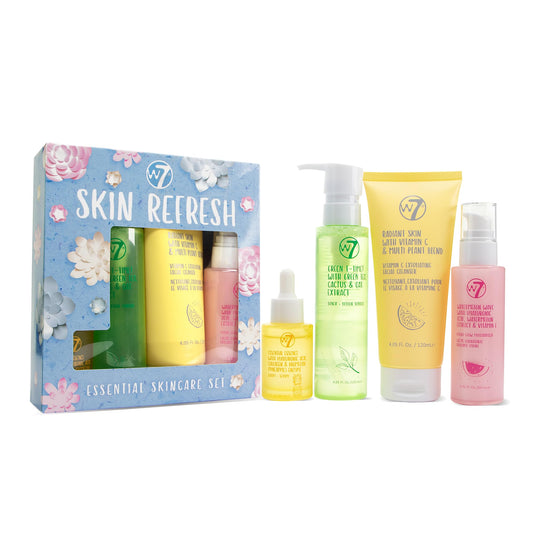 W7 Skin Refresh Skincare Set | Face Cleanser, Toner, Serum & Moisturizer | Hydrating & Glow Boosting Routine | Full Size, Long Lasting Products to Use at Home - Medaid International