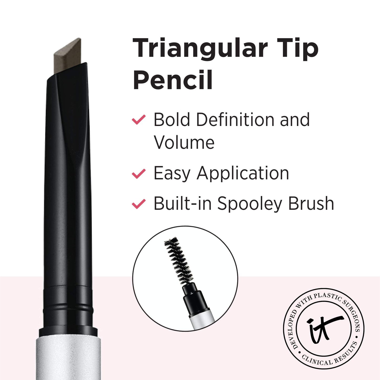 IT Cosmetics Brow PowerFULL Universal Taupe Eyebrow Pencil - with Triangular Tip, Delivers Bold Volume, Precise Shaping, Adapts to All Hair Colors, Budge-Proof Formula, Built-In Spoolie Brush - Medaid International