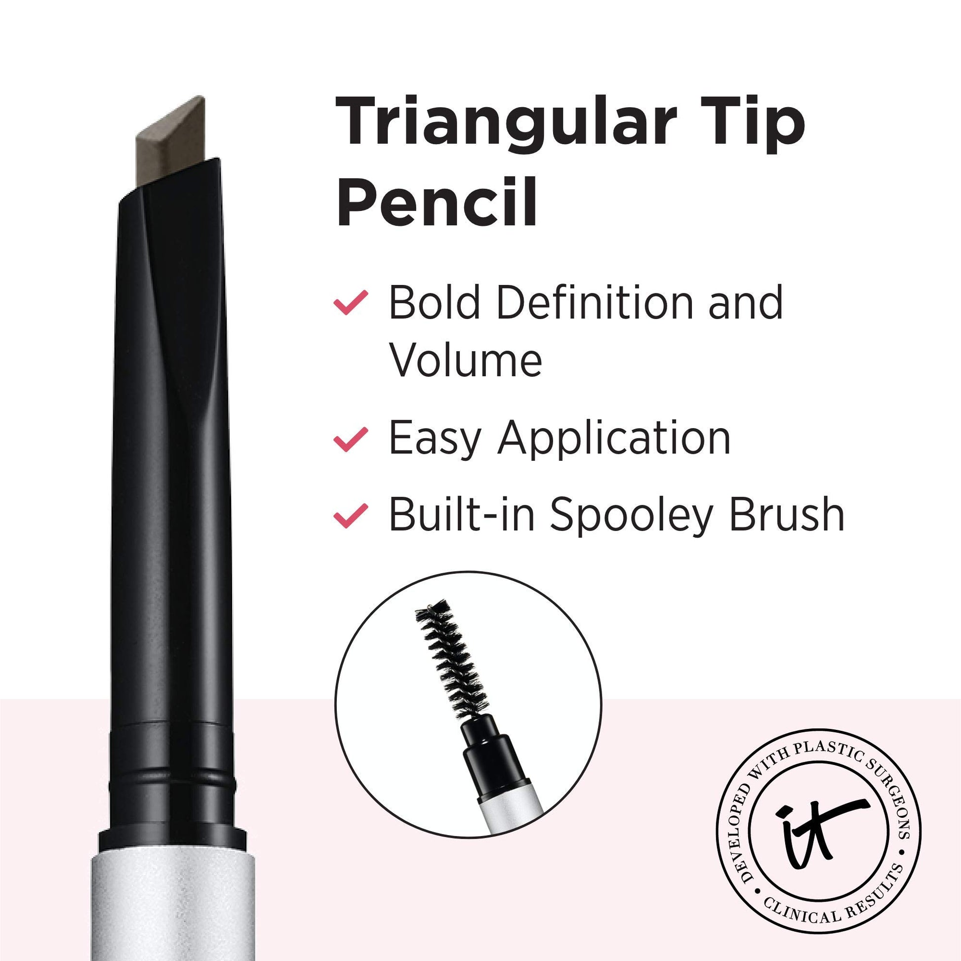 IT Cosmetics Brow PowerFULL Universal Taupe Eyebrow Pencil - with Triangular Tip, Delivers Bold Volume, Precise Shaping, Adapts to All Hair Colors, Budge-Proof Formula, Built-In Spoolie Brush - Medaid International