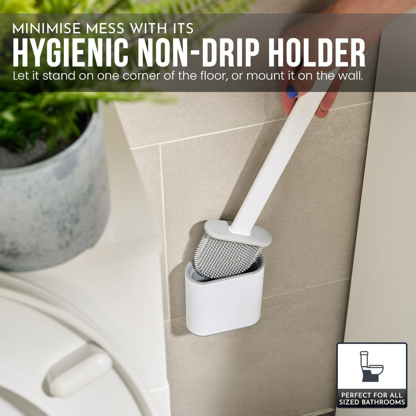 Silicone Toilet Brush Set - Bendable Deep Cleaning Feature - Medaid International