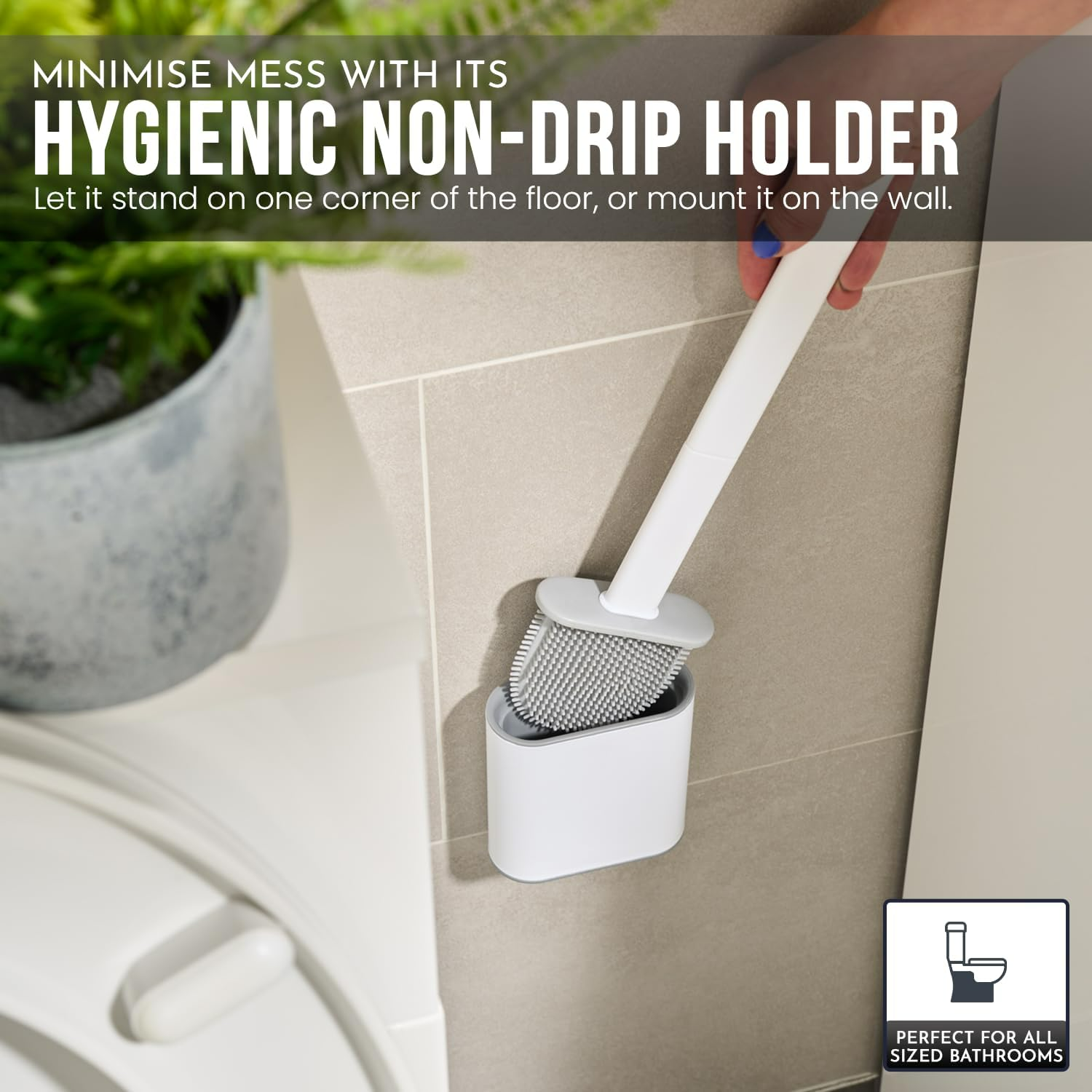 Silicone Toilet Brush Set - Bendable Deep Cleaning Feature - Medaid International