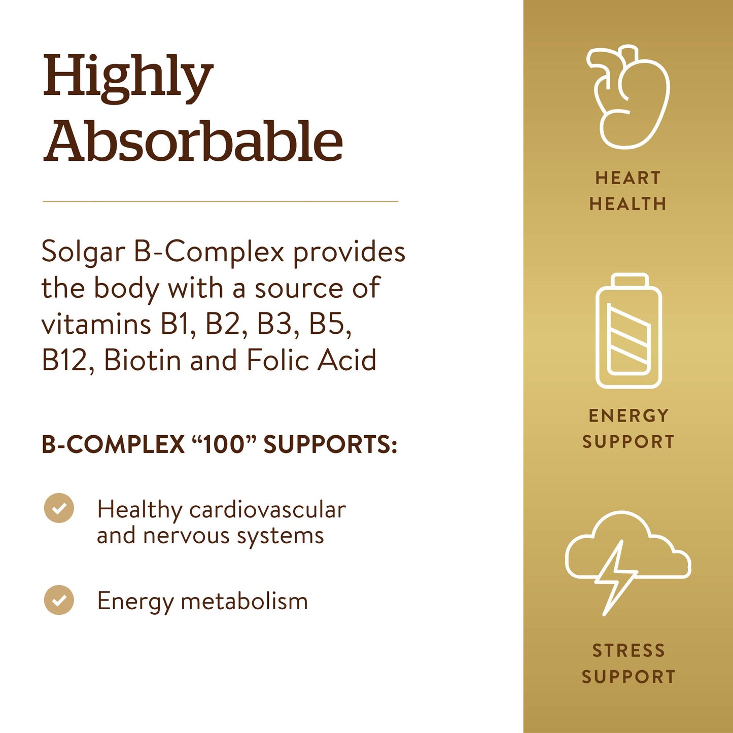 Solgar B-Complex “50”, 100 Vegetable Capsules - Energy Metabolism, Cardiovascular Support, Nervous System Support - Non-GMO, Vegan, Gluten Free, Dairy Free, Kosher - 100 Servings - Medaid International